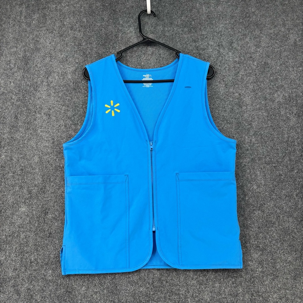 Walmart Associate Blue Vest Uniform Unisex Small Zip Front